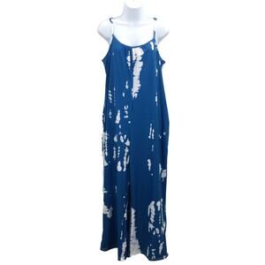 Hope Horizon Sleeveless Square Neck TYE-DYE Jumpsuit Romper Blue/White XL NEW